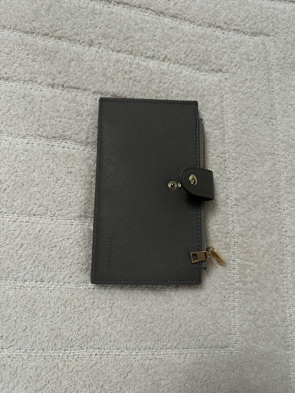 Source Unknown Dark Gray Leather Wallet with Gold Hardware